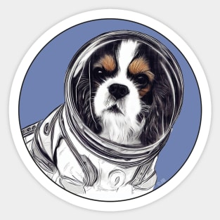 Cavalier King Charles Dog in Space Pencil Drawing Sticker